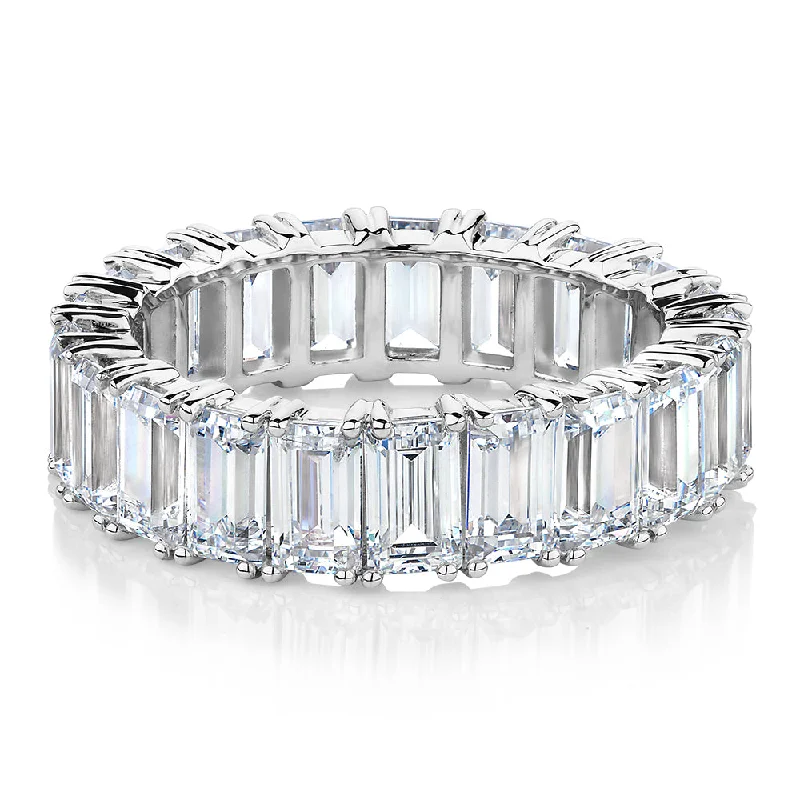 Handcrafted Beauty At Affordable Prices All-rounder eternity band with 6.3 carats* of diamond simulants in 10 carat white gold