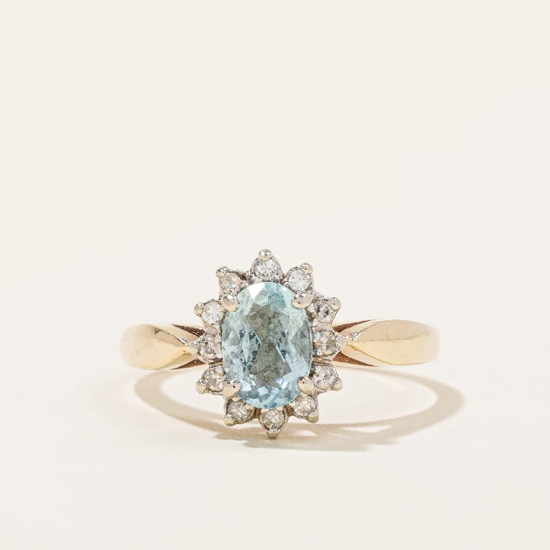 Flash Deals On Fine Jewelry – Shop Before It's Gone Aquamarine & Diamond Halo Ring | 0.50ct, 0.12ctw | SZ 6 |