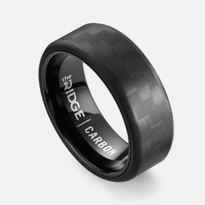 Ridge 8mm Beveled Ring Set - Carbon Fiber 3k