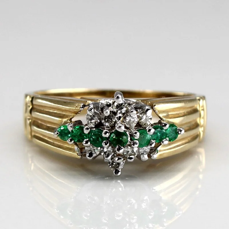 Elegant Jewelry Styles At Budget-Friendly Prices Cluster Set Emerald & Diamond Ring | 0.14ctw | 0.10ctw | SZ 7 |