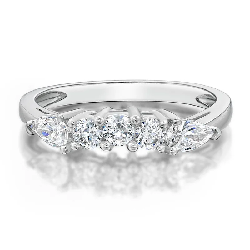 Buy More, Save More On Stunning Jewelry Pieces Curved wedding or eternity band with 0.83 carats* of diamond simulants in 14 carat white gold