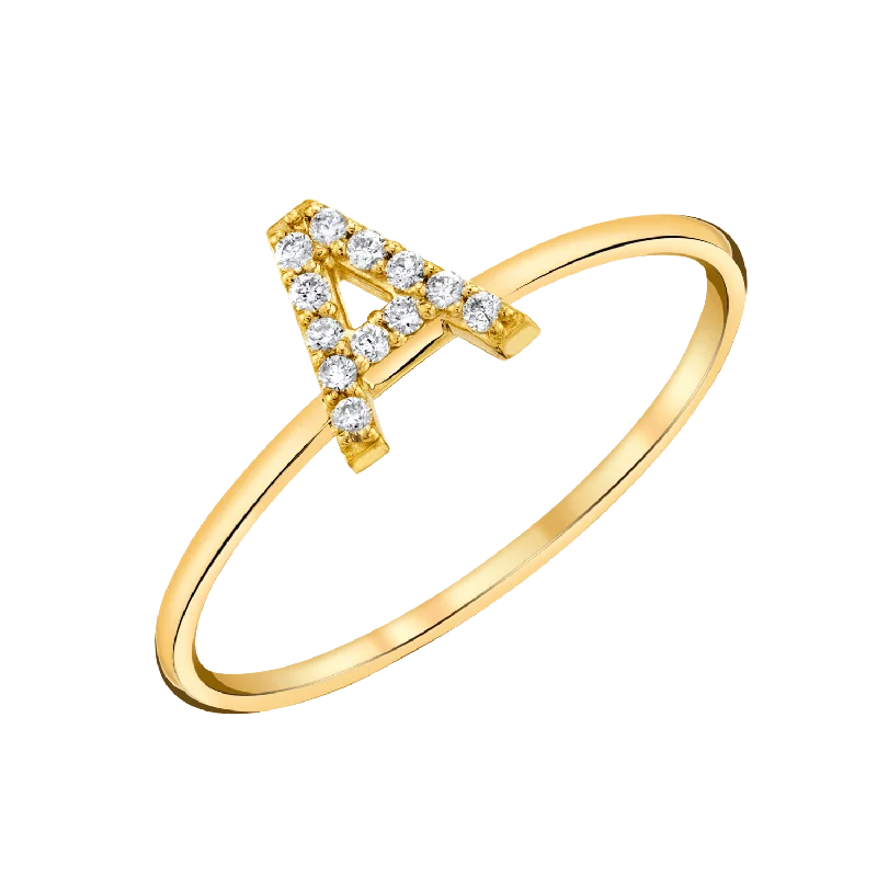 Diamond Pave Letter Ring