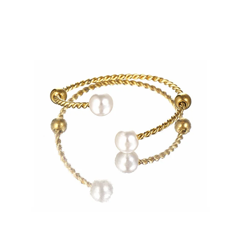 Unmissable Discounts On Timeless Jewelry Pieces Double Twisted White Pearl Gold Rings JLTR0396