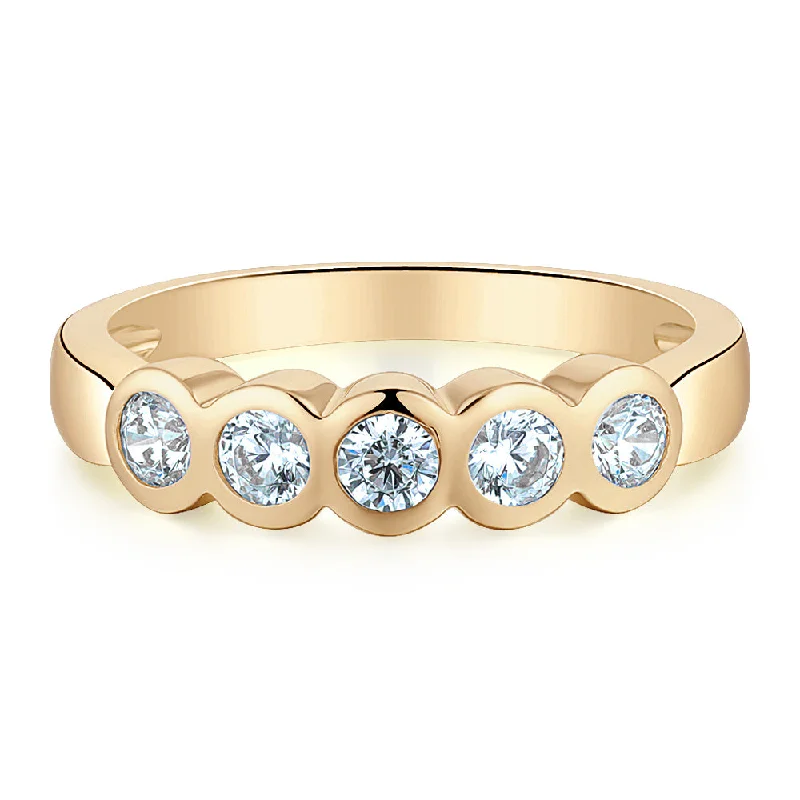Luxury Handcrafted Jewelry For Elegant Looks Dress ring with 0.55 carats* of diamond simulants in 10 carat yellow gold Luxury Handcrafted Jewelry For Elegant Looks Dress ring with 0.55 carats* of diamond simulants in 10 carat yellow gold