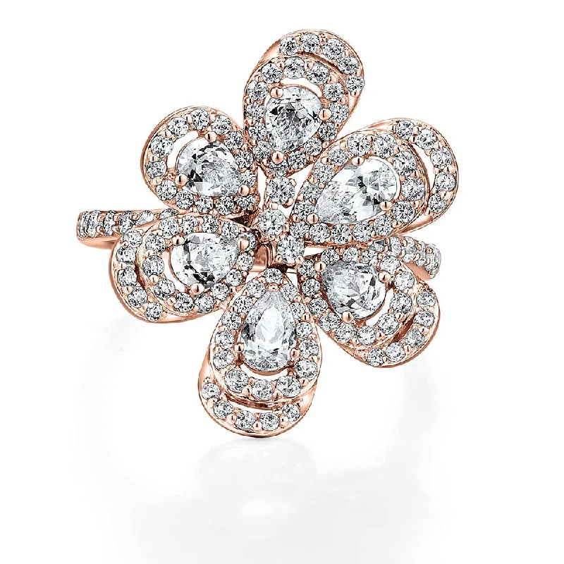 Limited Stock On Premium Jewelry At Low Prices Dress ring with 2.11 carats* of diamond simulants in 10 carat rose gold
