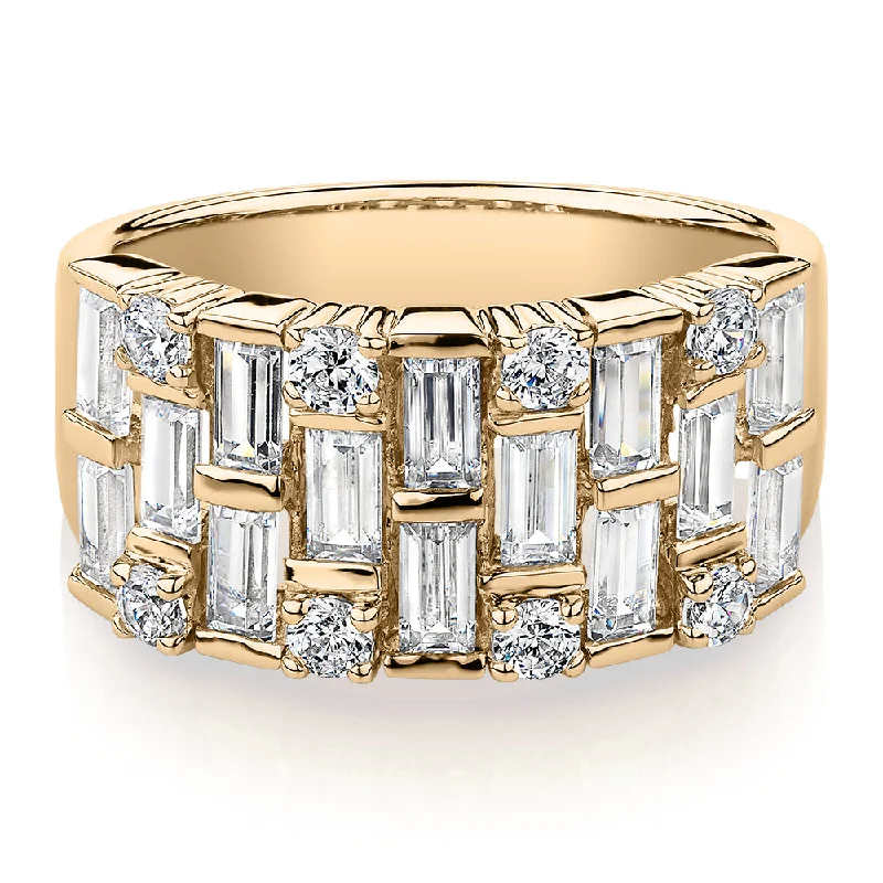Sparkle On A Budget – Fine Jewelry For Less Dress ring with 2.44 carats* of diamond simulants in 10 carat yellow gold
