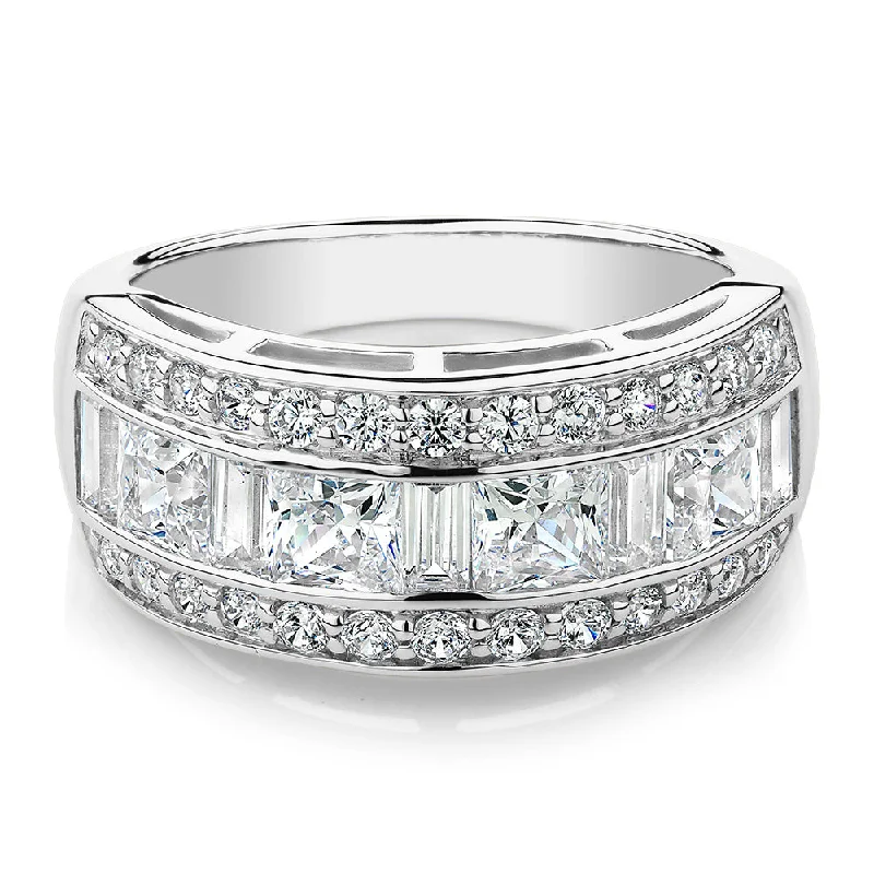 Customized Silver Jewelry For Unique Style Dress ring with 2.7 carats* of diamond simulants in 10 carat white gold