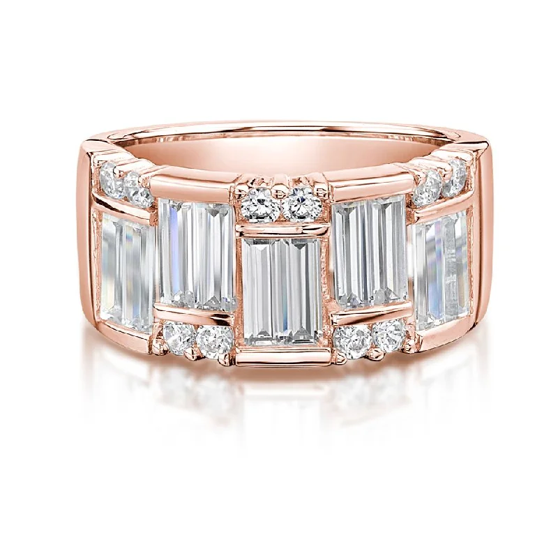 Delicate Crystal Jewelry For Sophisticated Charm Dress ring with 3.3 carats* of diamond simulants in 10 carat rose gold