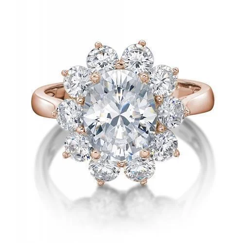 Luxury Handcrafted Jewelry For Elegant Looks Dress ring with 4.24 carats* of diamond simulants in 10 carat rose gold