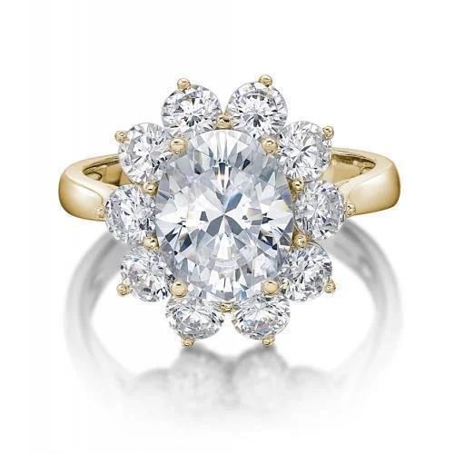 Fashion-Forward Geometric Jewelry For Contemporary Style Dress ring with 4.24 carats* of diamond simulants in 10 carat yellow gold
