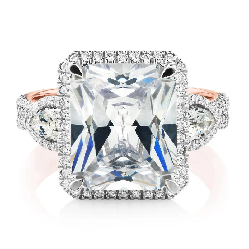 Shop Modern Jewelry Collections With Exclusive Discounts Dress ring with 6.93 carats* of diamond simulants in 10 carat rose and white gold