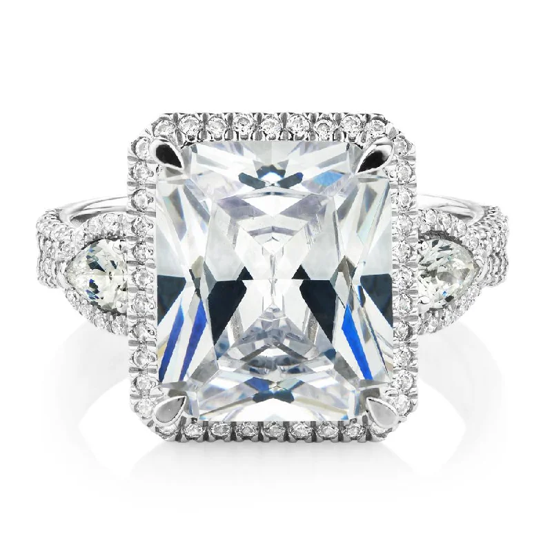 Elevate Your Outfit With Discounted Statement Jewelry Dress ring with 6.93 carats* of diamond simulants in 10 carat white gold