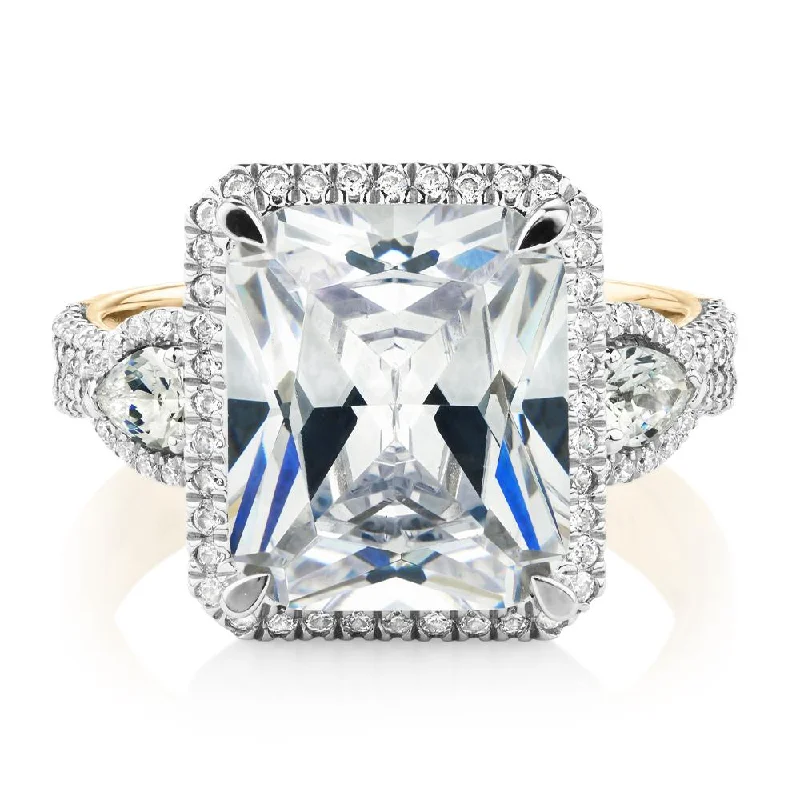 Fashion-Forward Jewelry At Exclusive Discounts Dress ring with 6.93 carats* of diamond simulants in 10 carat yellow and white gold
