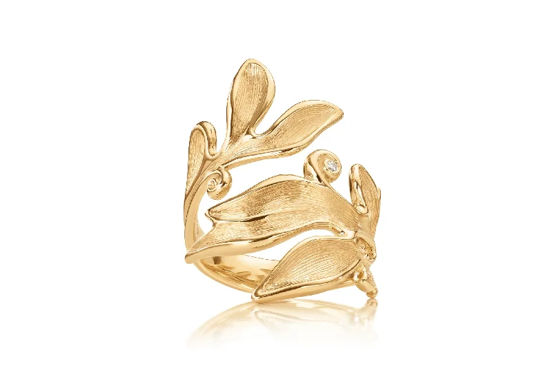 Forest Ring with Diamond, Yellow Gold