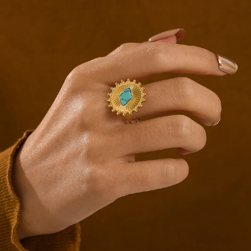Classic And Modern Jewelry Styles On Sale French Retro Rhombid Gold Rings JLTR0374