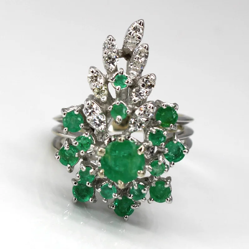 Exclusive Jewelry Markdowns – Limited-Time Offer High Set Emerald & Diamond Cocktail Ring | 1.60ctw | 0.35ctw | SZ 8.25 |