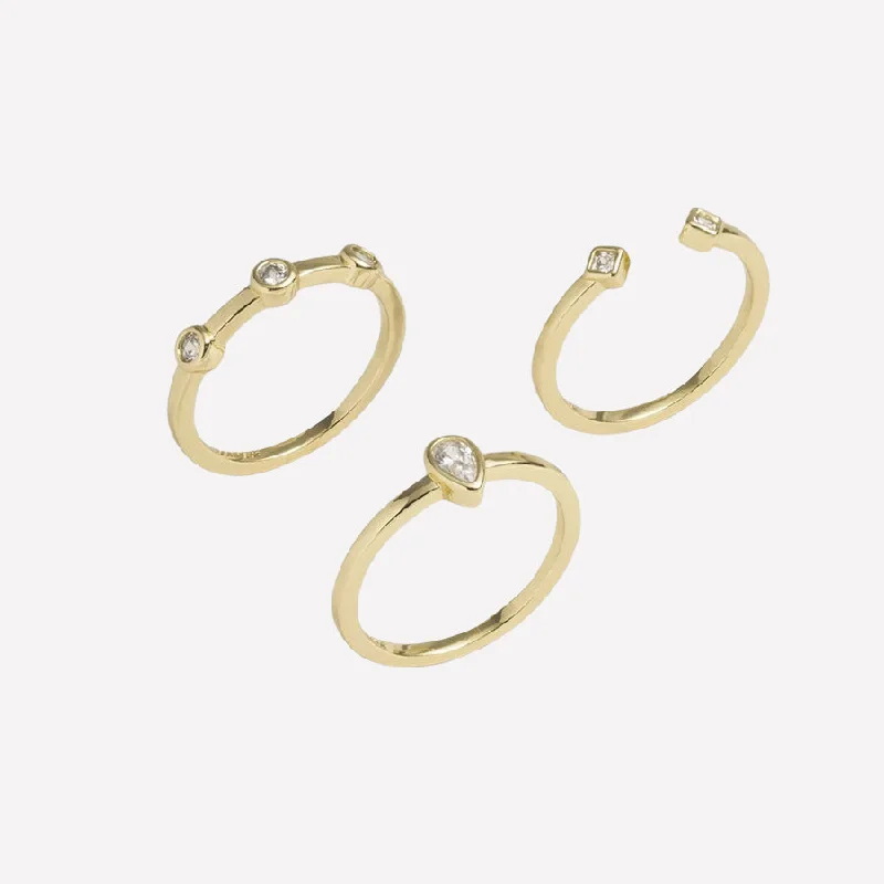 Celebrate With Sparkle – Jewelry Sale Now Live Louise 3 Piece Ring Set