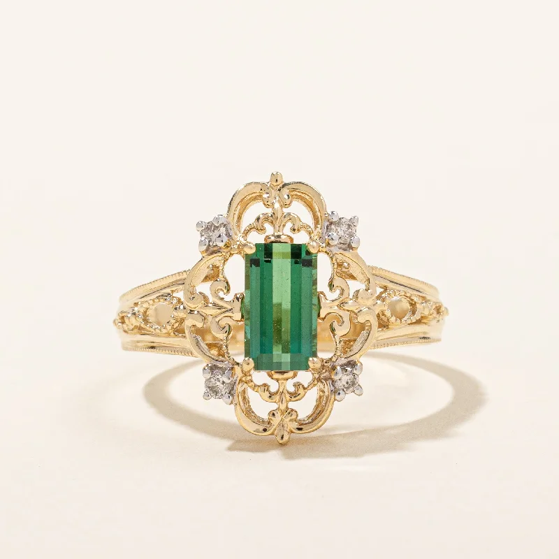 Shop Dazzling Jewelry With Special Promotional Discounts Ornate Tourmaline & Diamond Ring | 1.01ct, 0.08ctw | SZ 9.5 |