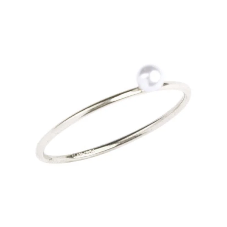 High-Quality Gemstone Jewelry For Special Occasions Pearl Stacking Ring in Silver