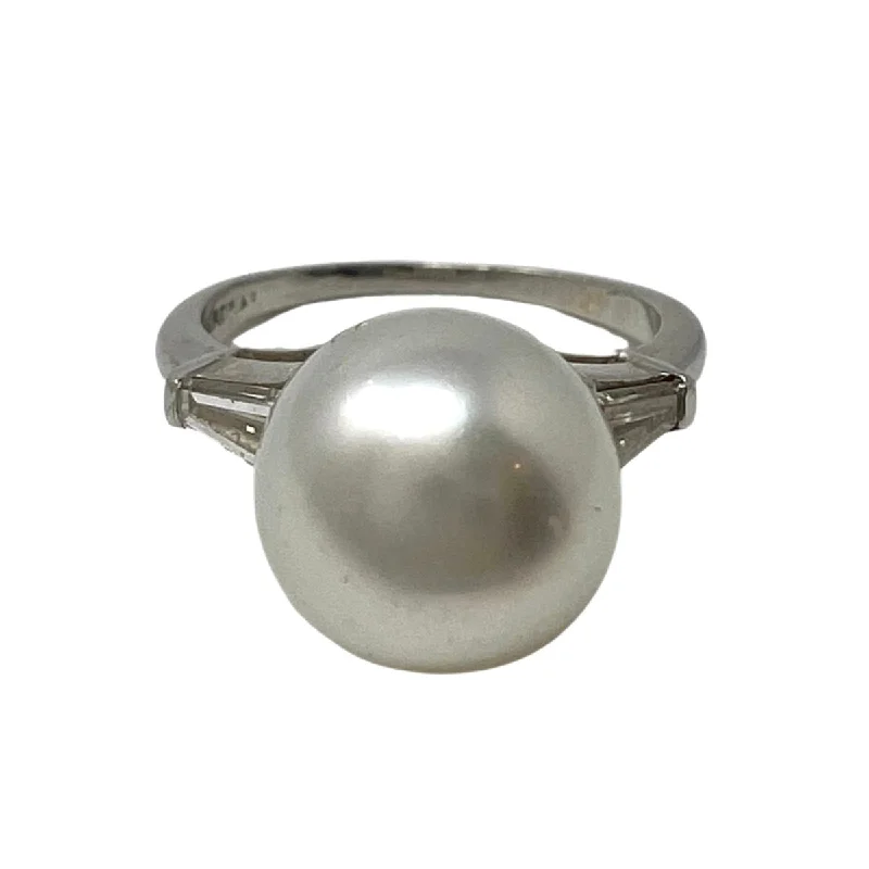 Don't Miss Out On Jaw-Dropping Jewelry Discounts Platinum Pearl Ring with Diamonds