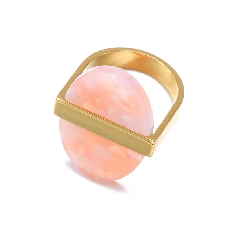 Don't Miss These Dazzling Jewelry Discounts Rose Pink Round Shaped U Model Gold Rings JLTR0388