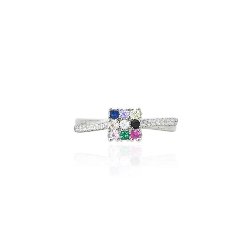 Affordable Gold-Plated Jewelry For Modern Fashion Silver Attractive Colorful Gems Girls Ring