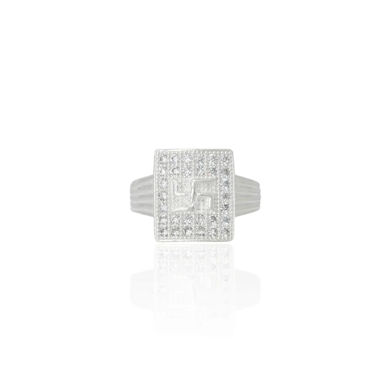 Exclusive Jewelry Offers – Sparkle For Less Silver Being Well "Swastika" Symbol Boys Ring