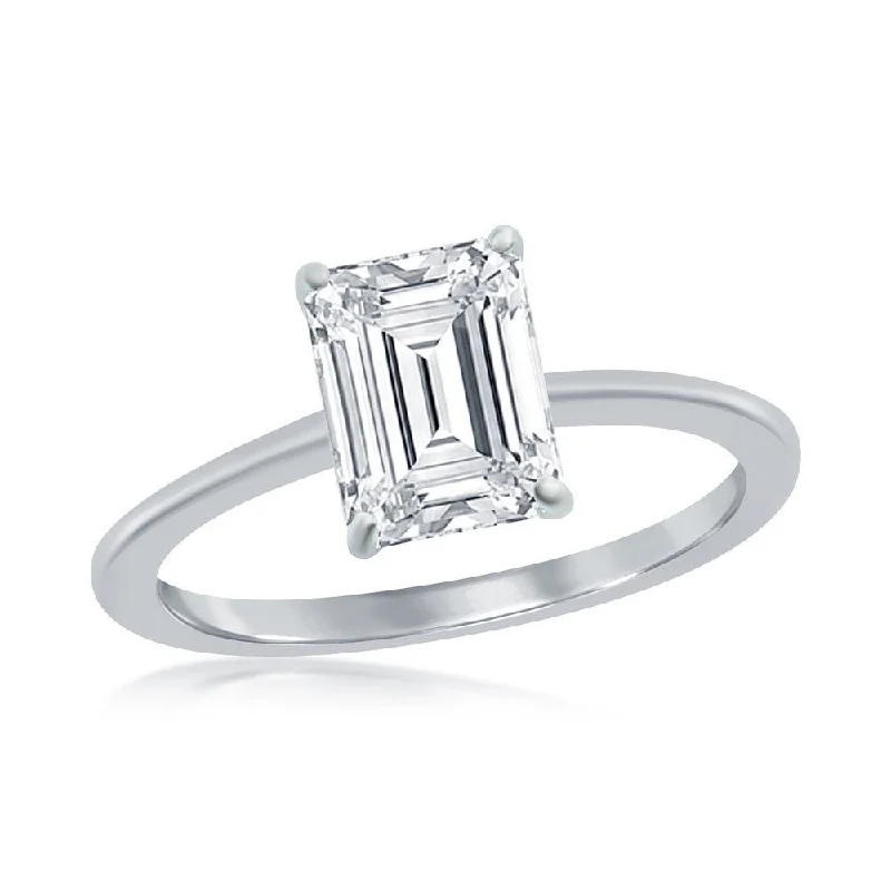 Elegant Jewelry Styles At Budget-Friendly Prices SS CZ 8mm Emerald-Cut Ring