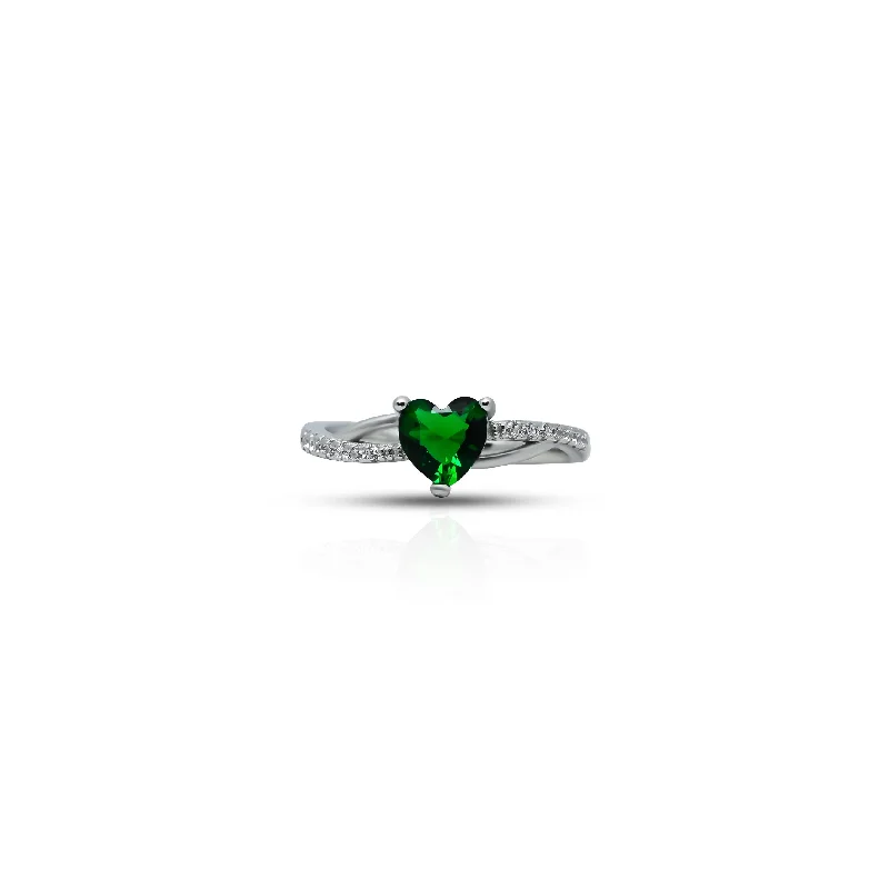 Best Jewelry Sale – Shop Exclusive Designs Now Sterling Silver Heart Cut Green Gemstone Ring for Girls