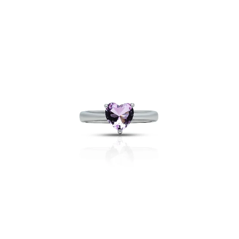 Make Every Moment Shine – Jewelry Discounts Available Sterling Silver Light Purple Heart Cut Gemstone Ring for Girls