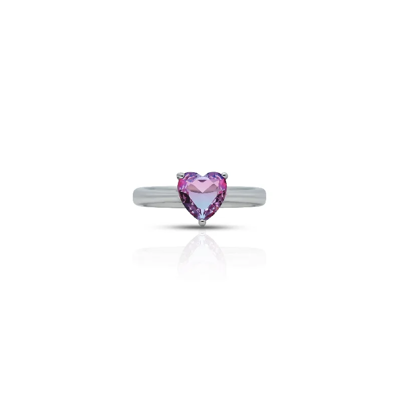 Sparkle More For Less – Jewelry Sale Happening Now Sterling Silver Purple Heart Cut Gemstone Ring for Her