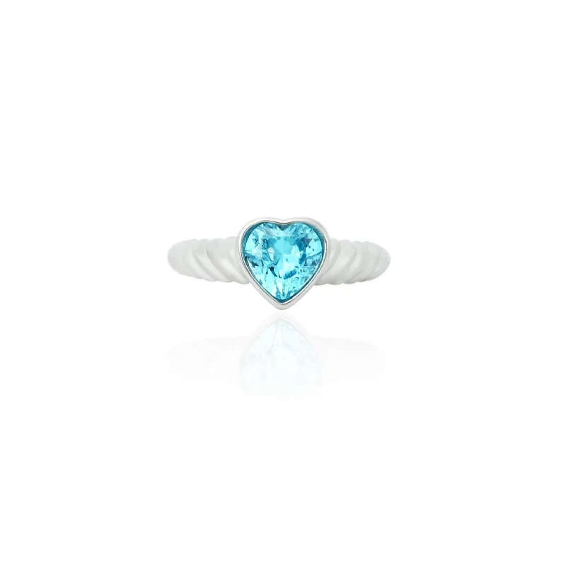 Buy More, Save More On Stunning Jewelry Pieces Sterling Silver Sky-Blue Stone Heart Ring