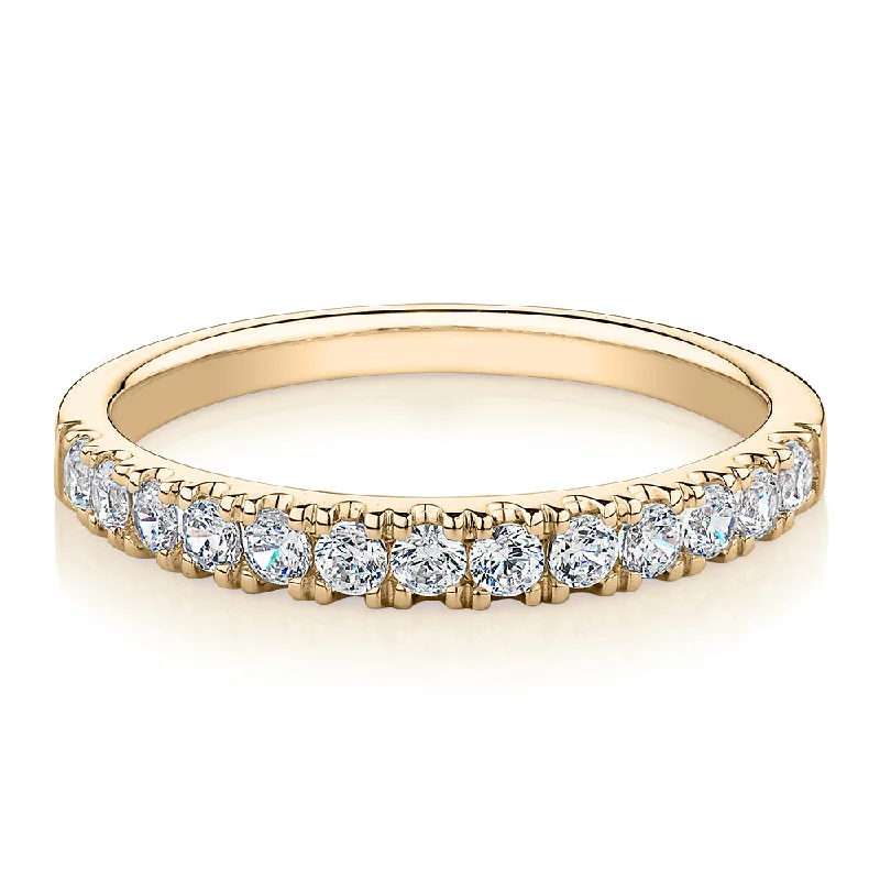 Elegant Jewelry Pieces At Unbelievable Prices Wedding or eternity band with 0.39 carats* of diamond simulants in 10 carat yellow gold