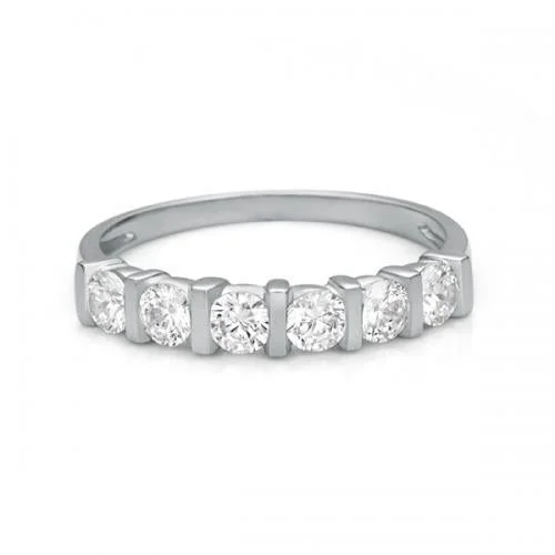 Trending Jewelry Styles Now At Limited-Time Discounts Wedding or eternity band with 0.84 carats* of diamond simulants in 10 carat white gold