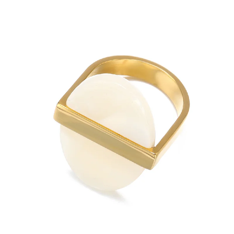 Celebrate Every Occasion With Sparkling Savings White Round Shaped U Model Gold Rings JLTR0387