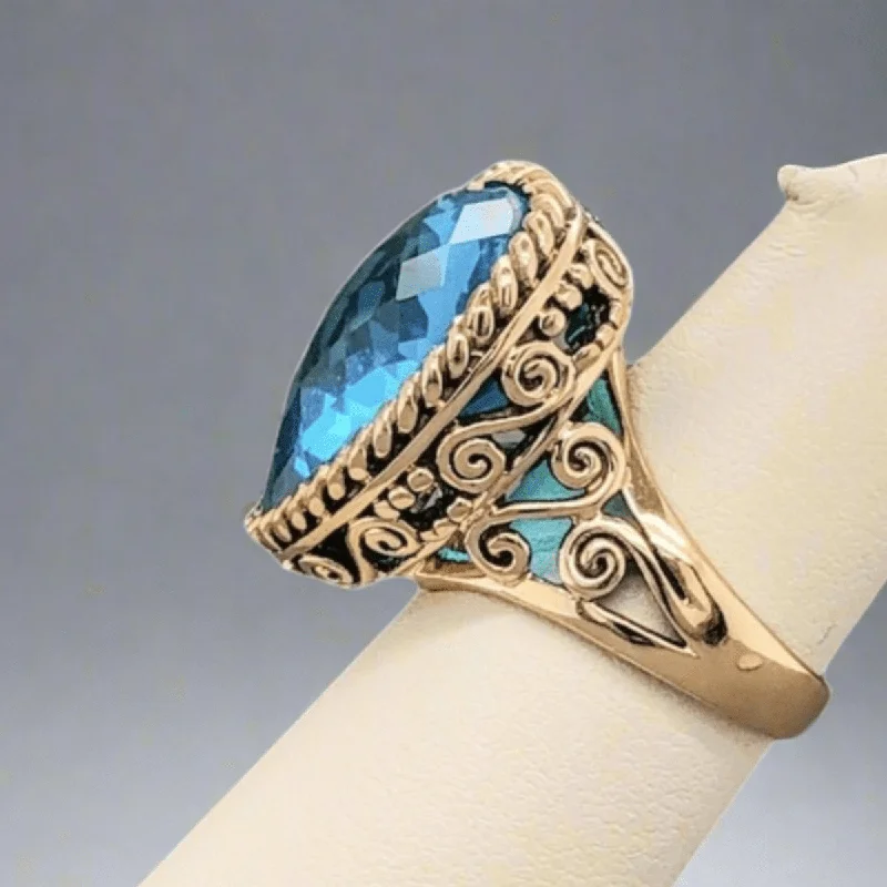 Your Perfect Accessory Now At The Best Price YGP Blue CZ Heart cathedral set Ring