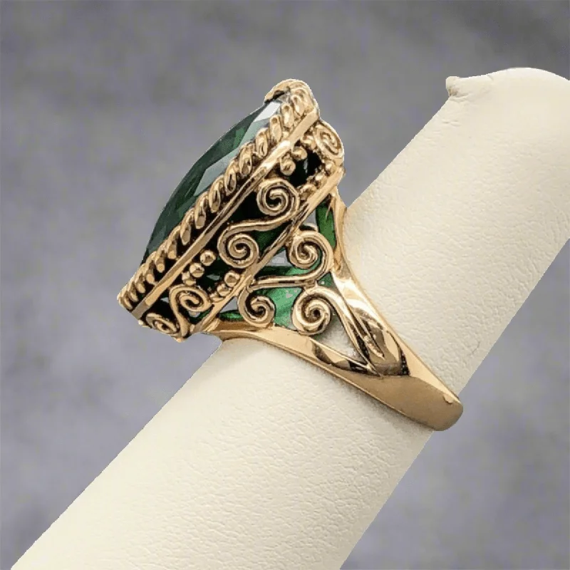 Sparkle For Less – Shop Our Limited-Time Jewelry Deals YGP Green CZ Heart cathedral set Ring