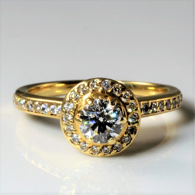 Bestselling Jewelry At Special Promotional Rates High Set Halo Diamond Engagement Ring | 0.74ctw | SZ 6 |