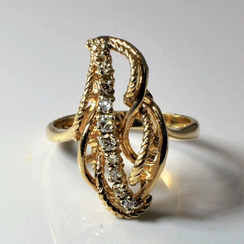 Elevate Your Outfit With Discounted Statement Jewelry Abstract Diamond Rope Ring | 0.24ctw | SZ 9.25 |