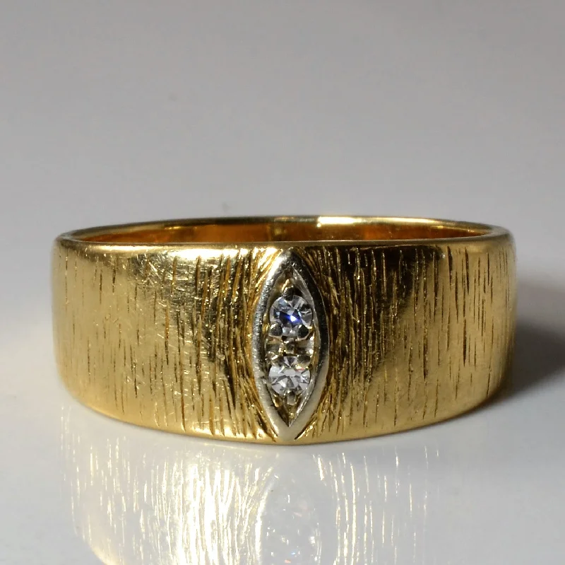 Modern Statement Jewelry For Bold Styling Brushed Two Stone Diamond Band | 0.06ctw | SZ 10.75 |