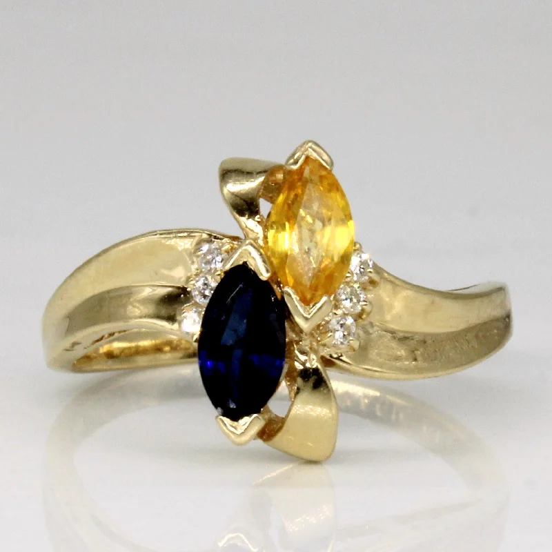 Shop Signature Jewelry Styles At Exclusive Prices Two Tone Sapphire & Diamond Waterfall Ring | 0.84ctw, 0.03ctw | SZ 6.75 |