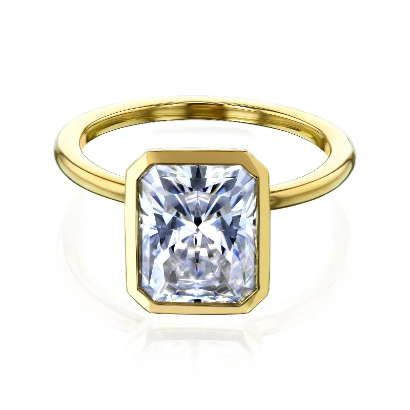 Your Perfect Accessory Now At The Best Price 3.90ct Radiant Pageant 4X Bezel Ring