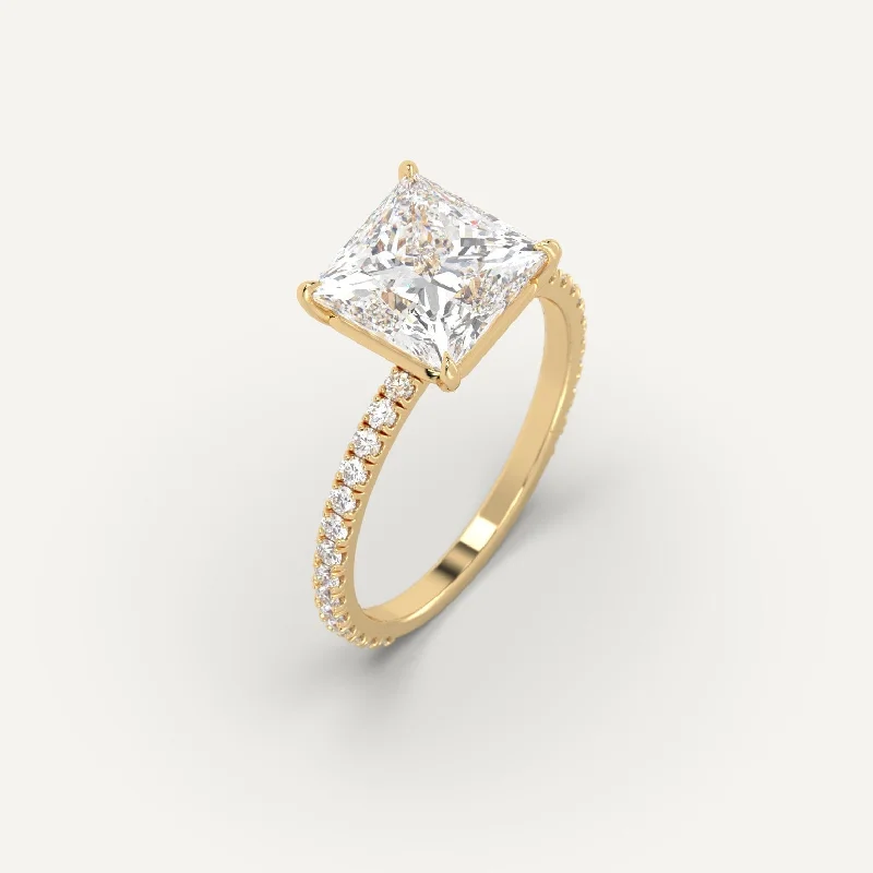 Luxury Handcrafted Jewelry For Elegant Looks 3 carat Princess Cut Diamond Ring