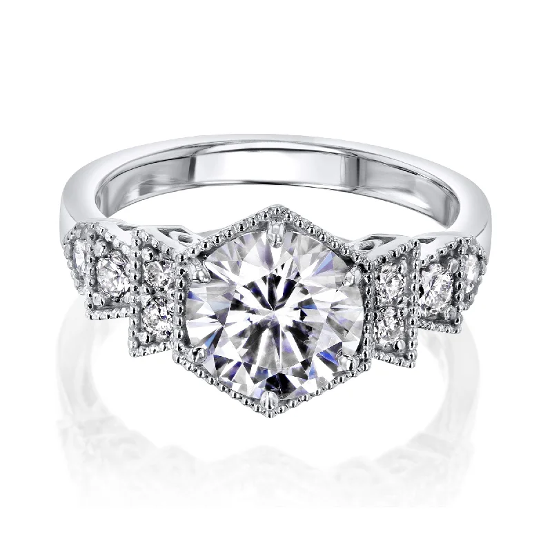 Exclusive Jewelry Sale Event – Shop Now Geometric Art Deco Moissanite Ring