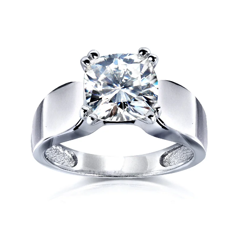 Exclusive Jewelry Discounts – Shop Now For Savings 2ct Cushion Moissanite Solitaire Wide Ring