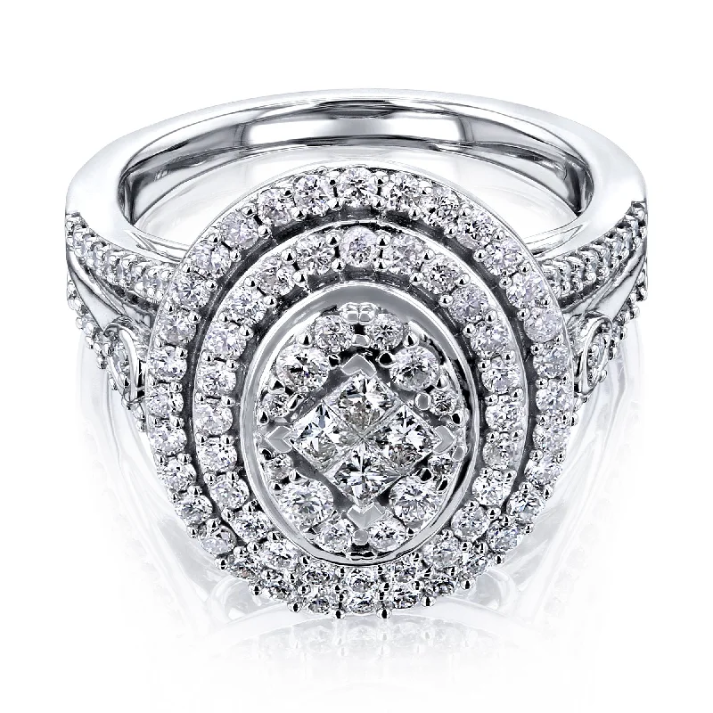 Buy More, Save More On Stunning Jewelry Pieces Oval Diamond Cluster Split Shank Ring 10k Gold (1 CTW)