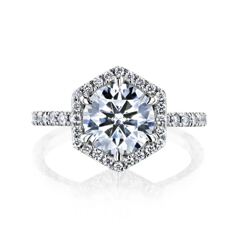 Unmissable Discounts On Timeless Jewelry Pieces Reese - L - Hexagon Halo Round Moissanite