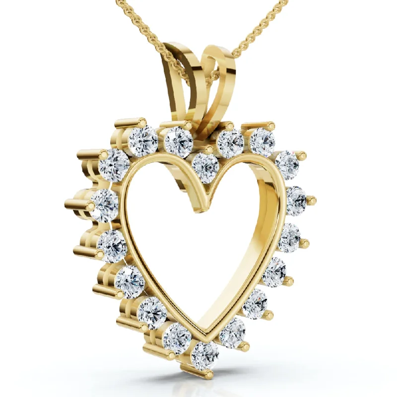 1/2Ct Diamond Heart Pendant Gold Necklace 18" Lab Grown