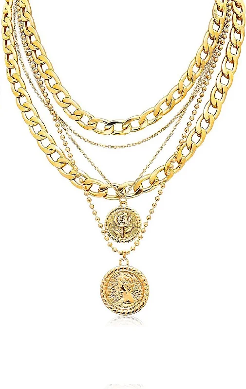 Elegant Jewelry At Unbeatable Offers – Shop Before It's Gone 18K Gold Multi Layer Coin Chain Necklace