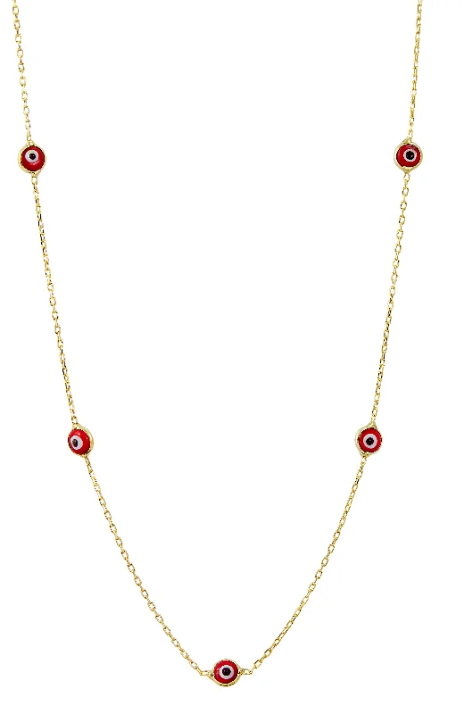 Personalized Jewelry Sale – Unique Pieces At Great Prices 18K GOLD OVER STERLING SILVER RED EVIL EYE NECKLACE